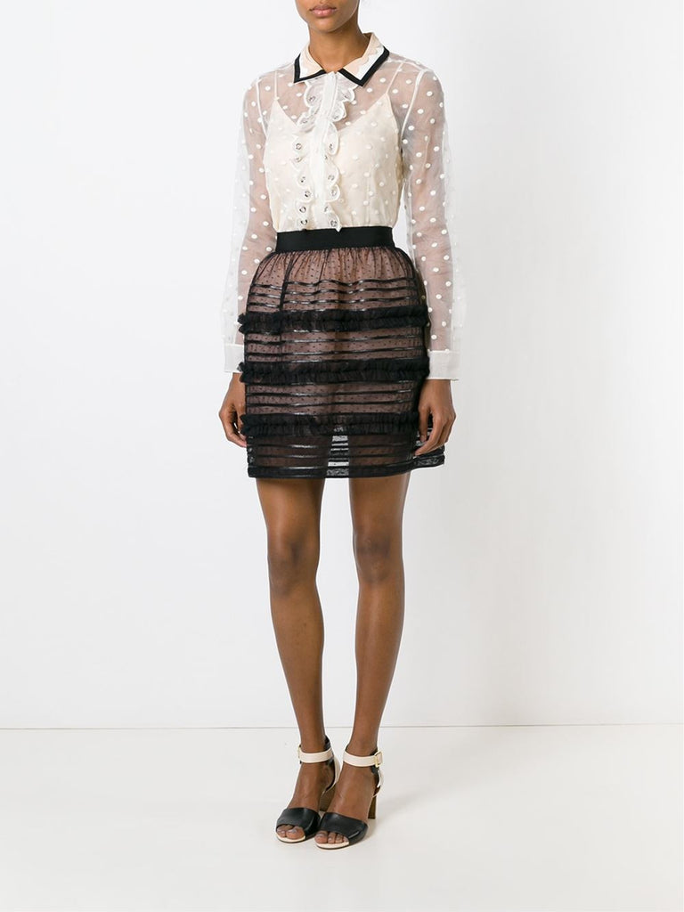 White Organza Polka Dot Blouse