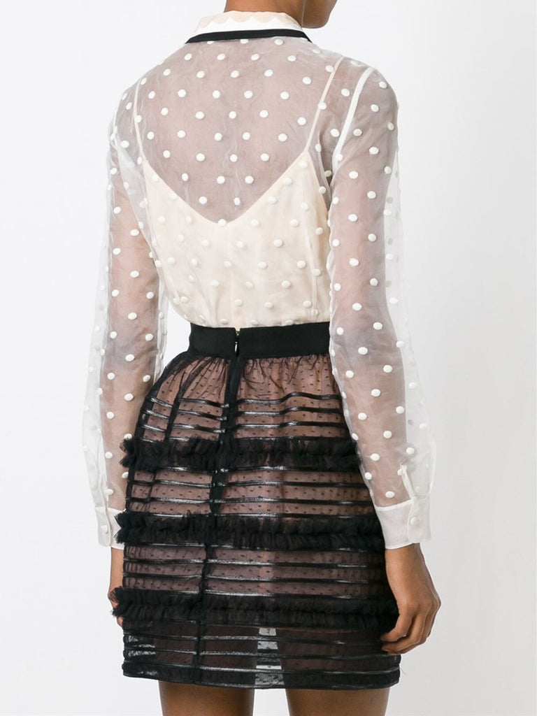 White Organza Polka Dot Blouse