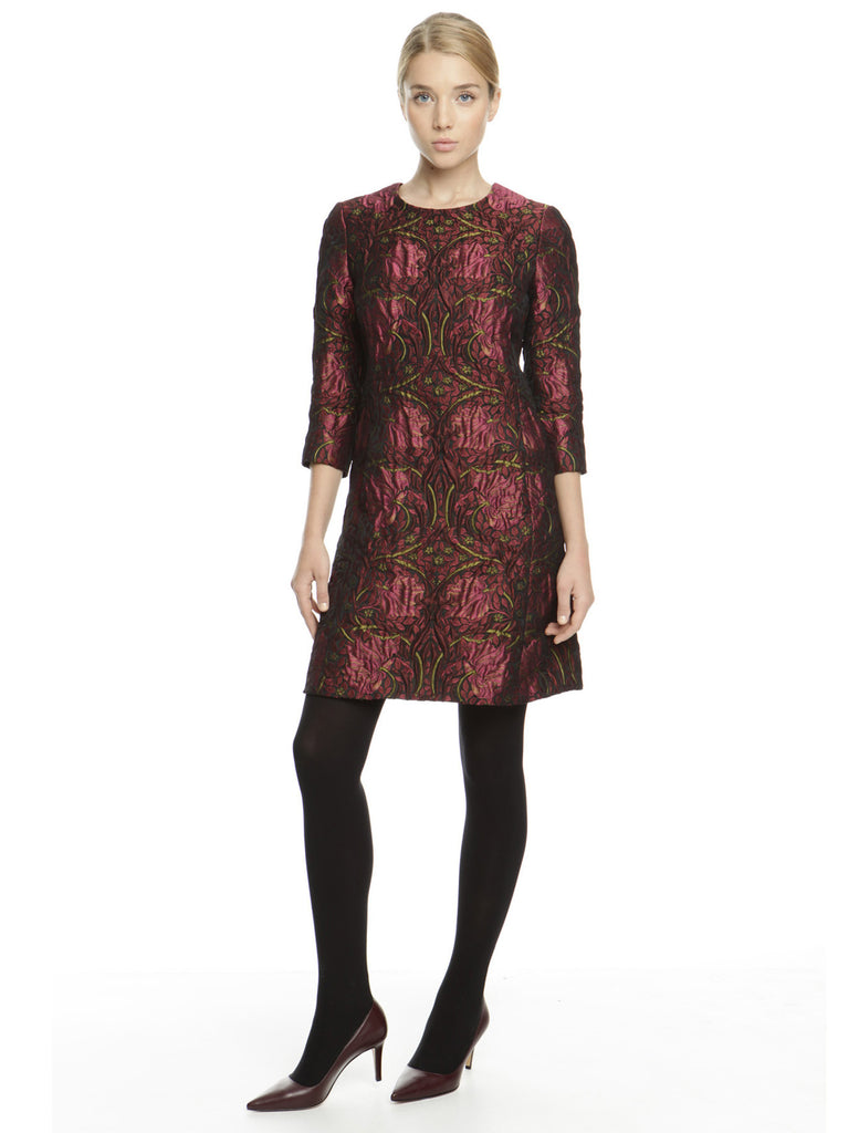 Buy Maroon Embossed Jacquard Dress