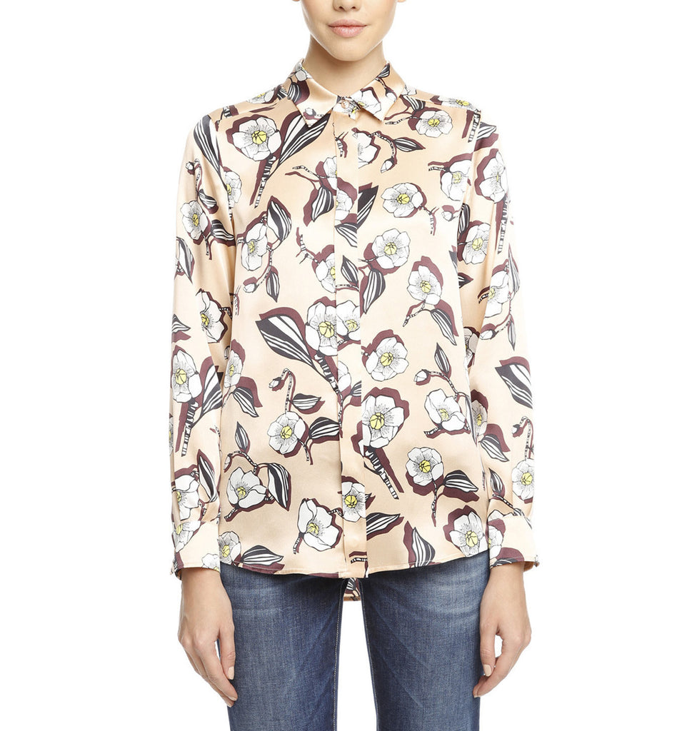 Peach Floral Silk Pattern Printed Shirt