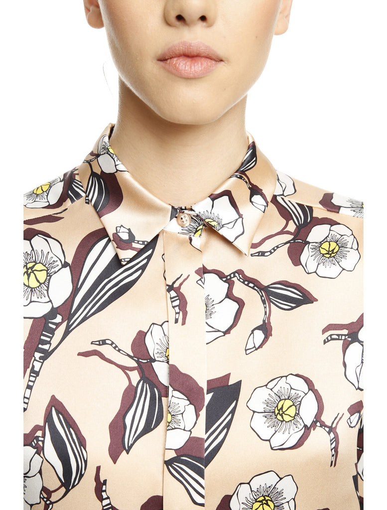 Peach Floral Silk Pattern Printed Shirt