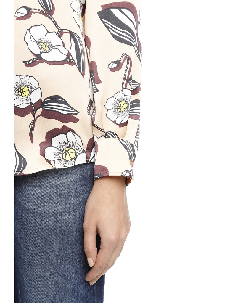 Peach Floral Silk Pattern Printed Shirt