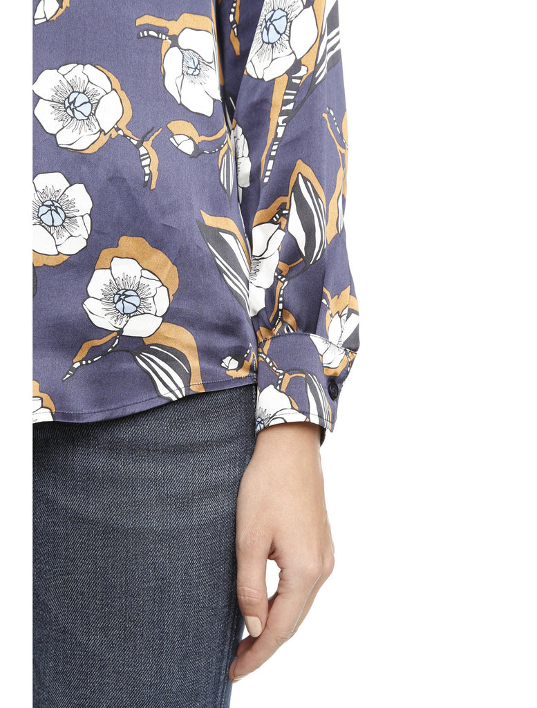 Blue Floral Silk Pattern Printed Shirt