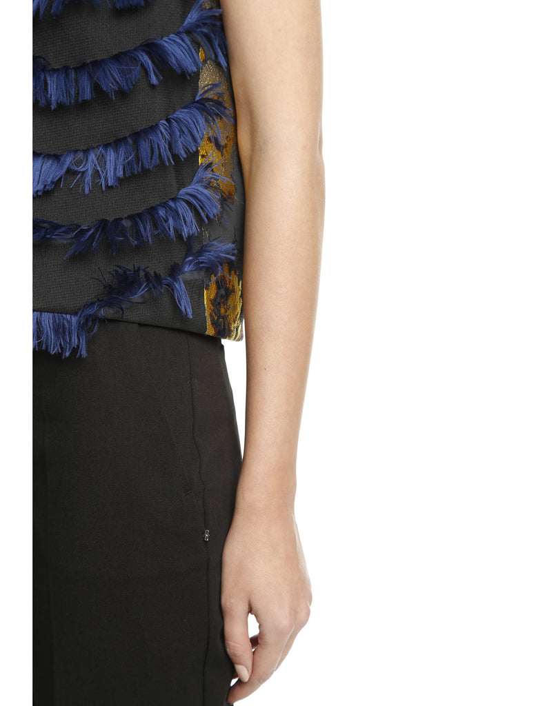 Blue/Yellow A-Line Lamé Top