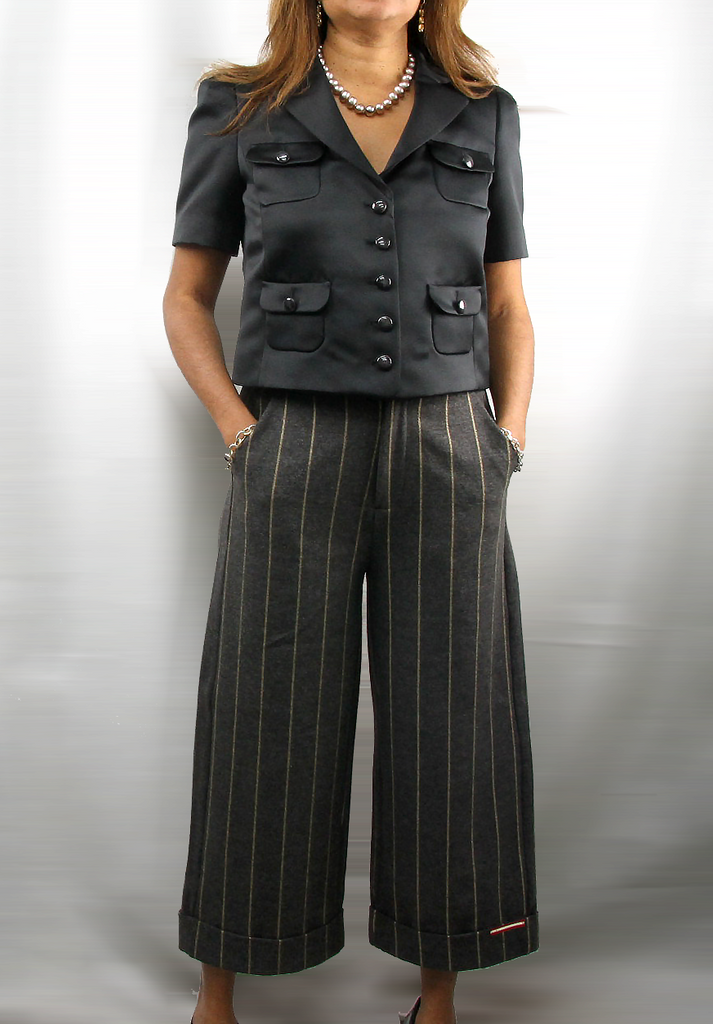 Grey Pinstripe Culottes