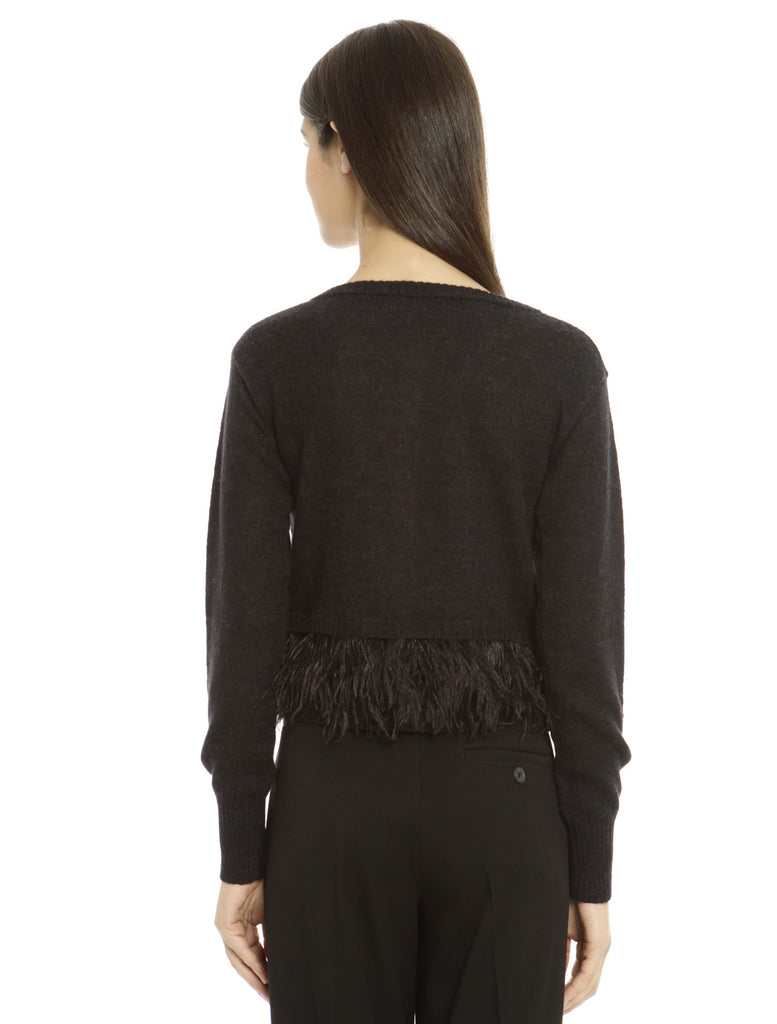 Black Cardigan with Feathers