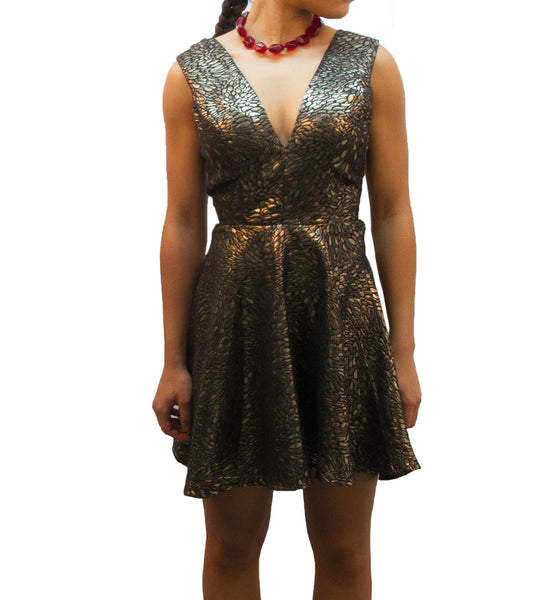 Black/Gold V-Neck Dress