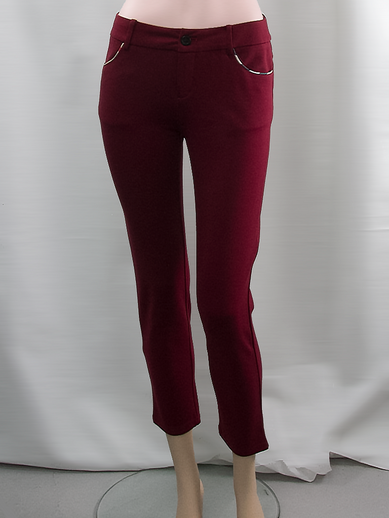 Burgandy Pants with Burberry Print