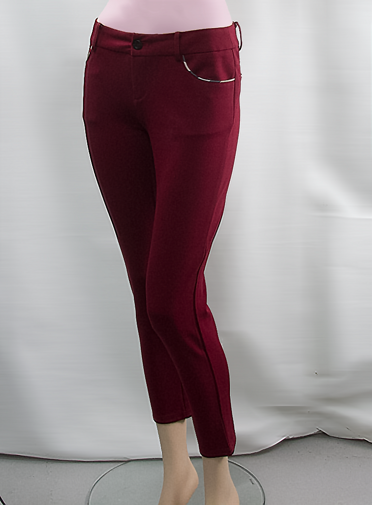 Burgandy Pants with Burberry Print