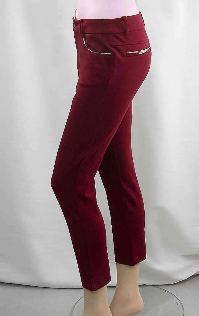 Burgandy Pants with Burberry Print
