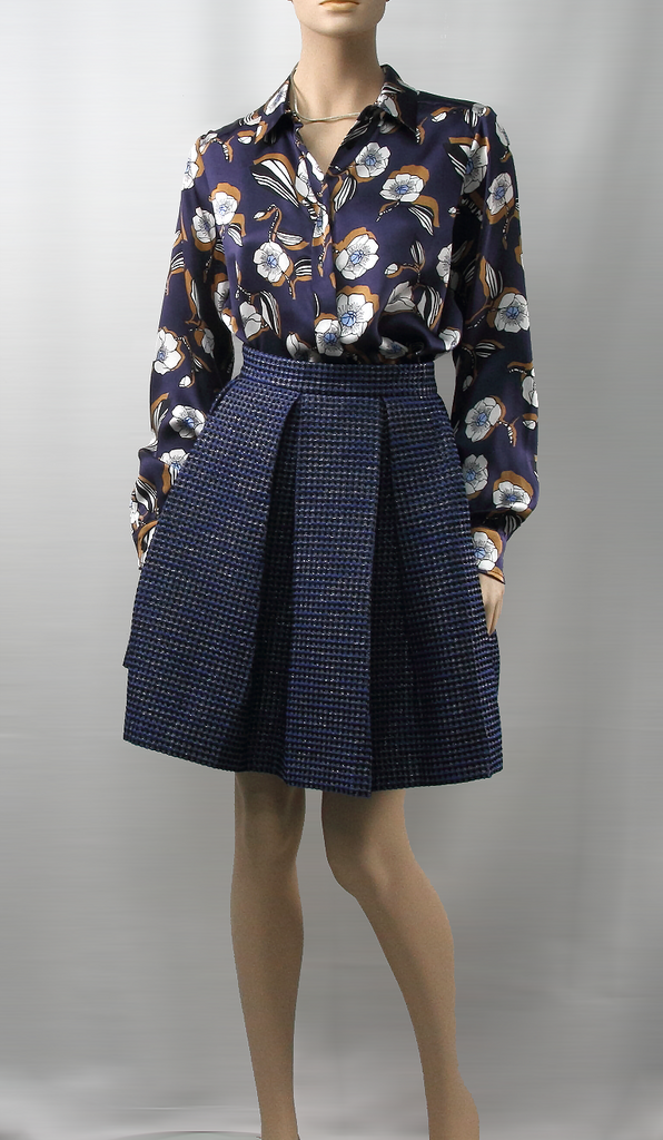 Blue Floral Silk Pattern Printed Shirt