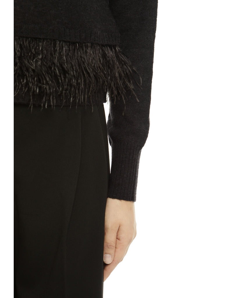 Black Cardigan with Feathers