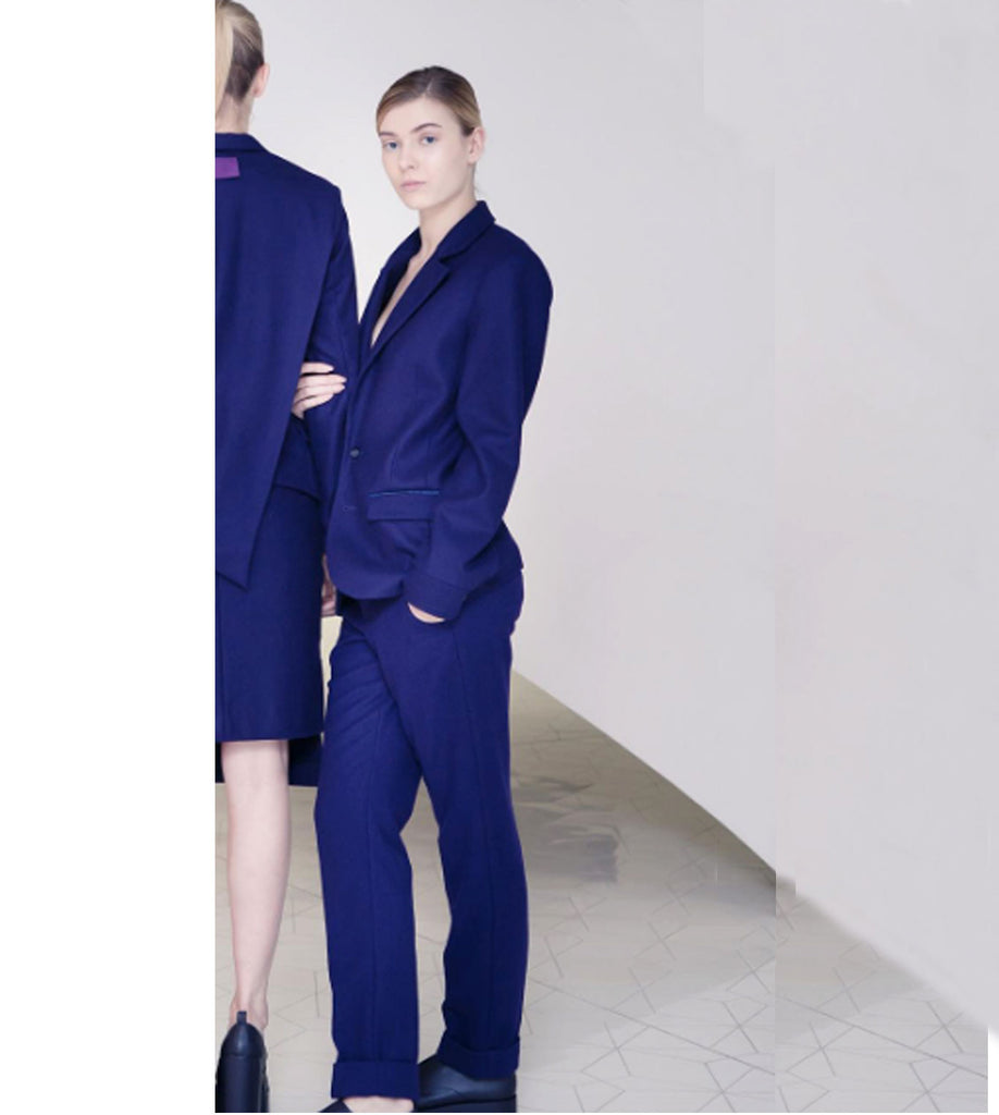 Blue/Purple Tailored Straight Trousers