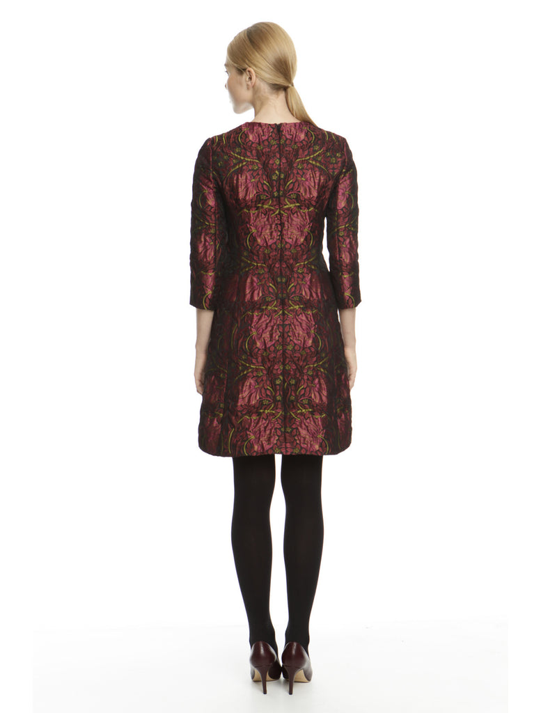 Maroon Embossed Jacquard Dress