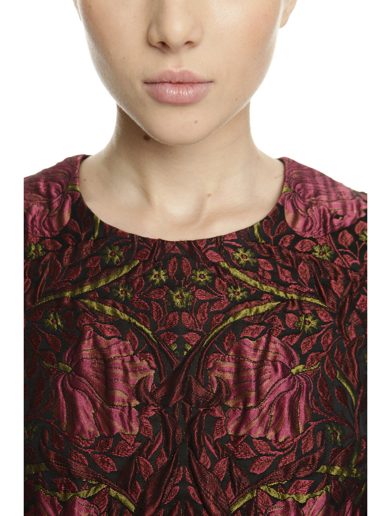 Maroon Embossed Jacquard Dress