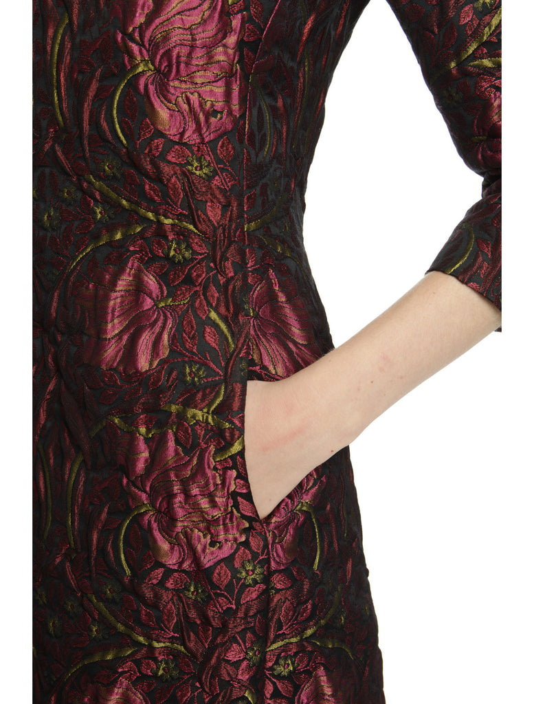 Maroon Embossed Jacquard Dress