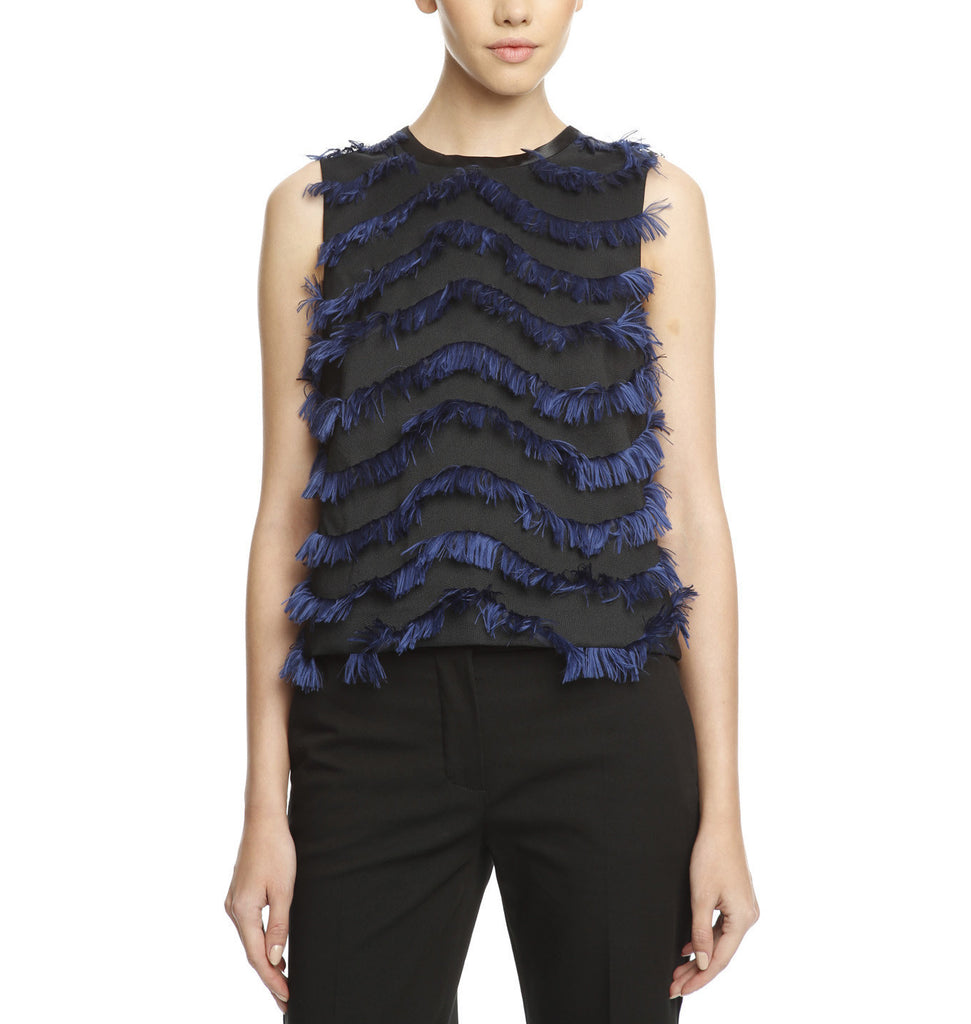 Blue/Yellow A-Line Lamé Top