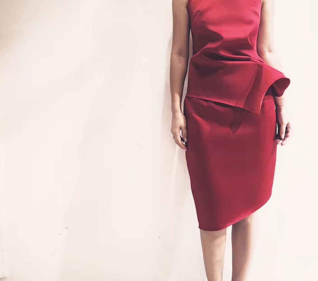 Red Sleeveless Sheath Dress