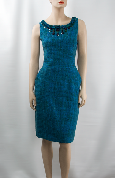 Blue/Green Boucle Dress