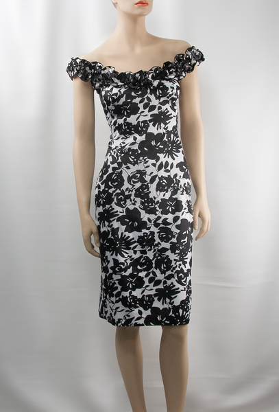 Black/White Floral Monochrome Dress