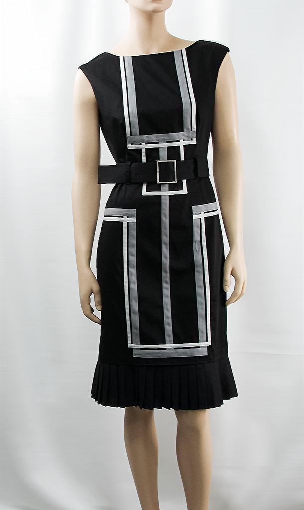 Black/Grey/White Scoop Neck Dress