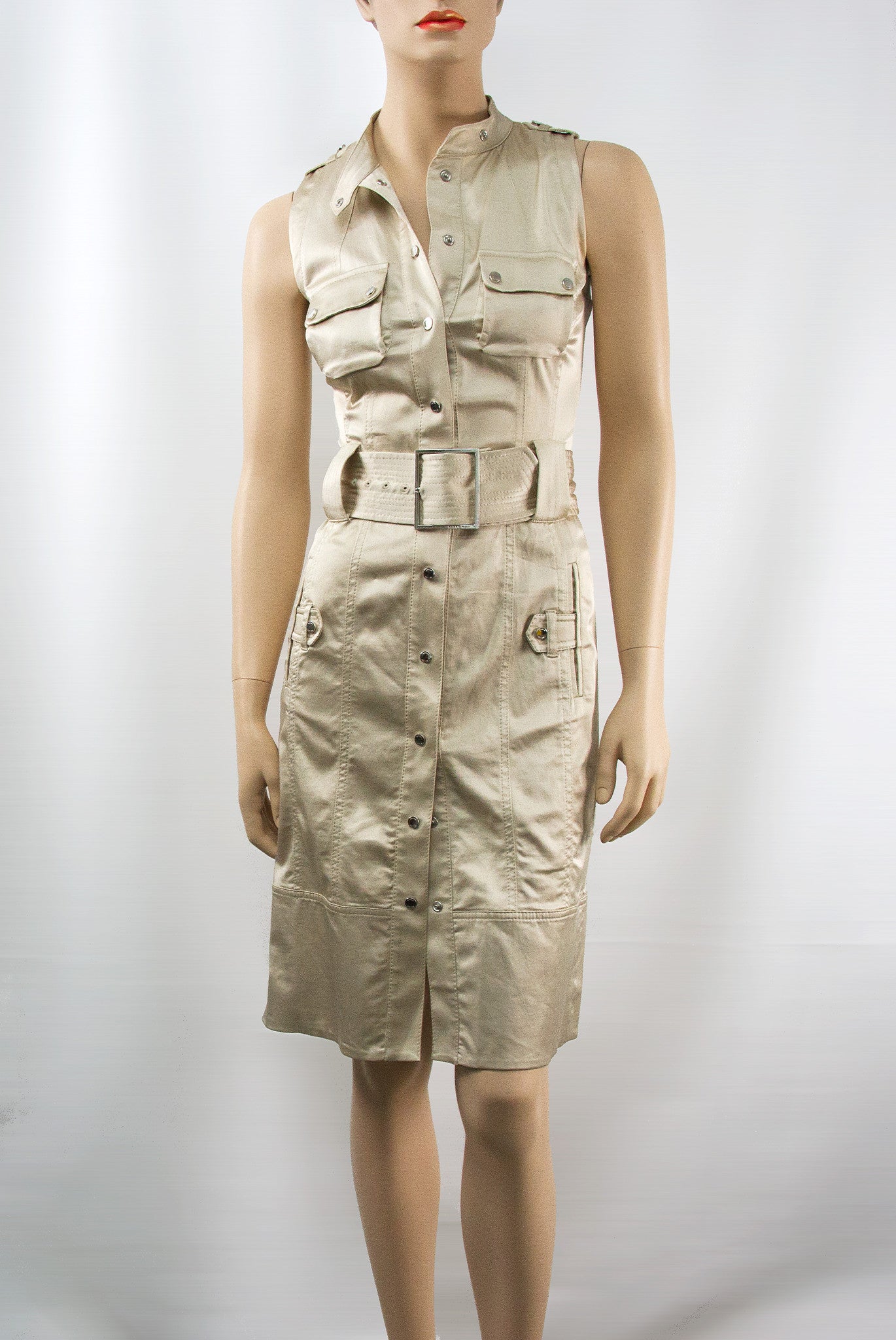 champagne shirt dress Tunic Shirt Dress with Polo Neck and Slits Champagne Manila Grace