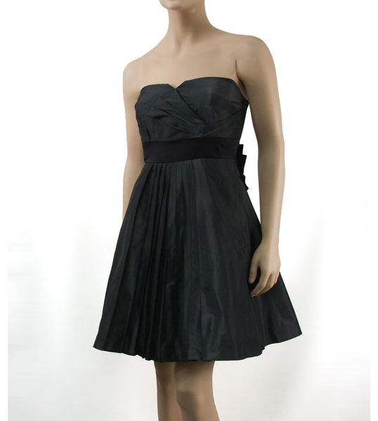 Grey/Black Strapless Dress with Bow