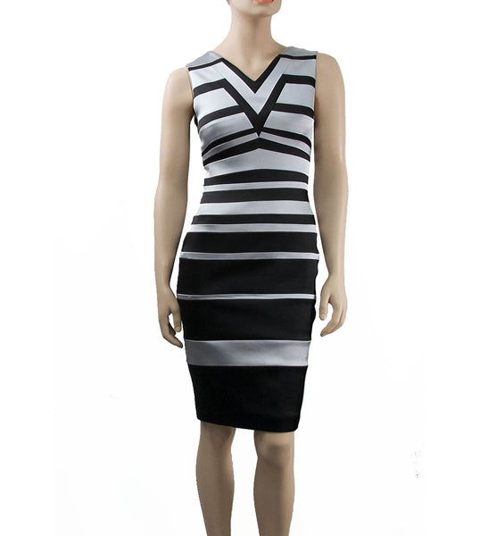 Black/White V-Neck Dress