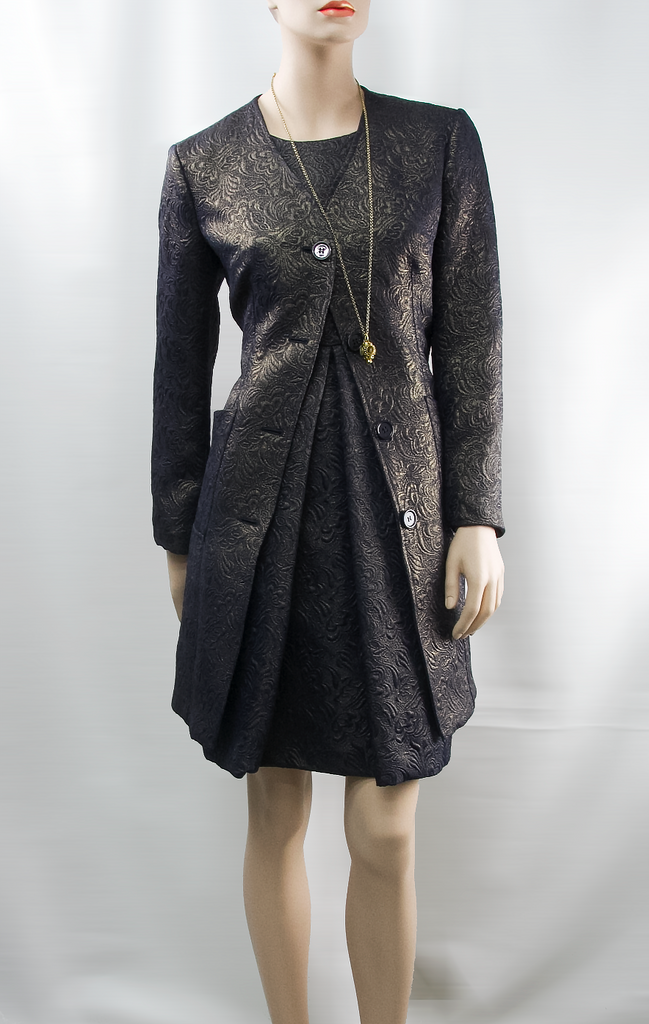Blue/Gold Jacquard Coat