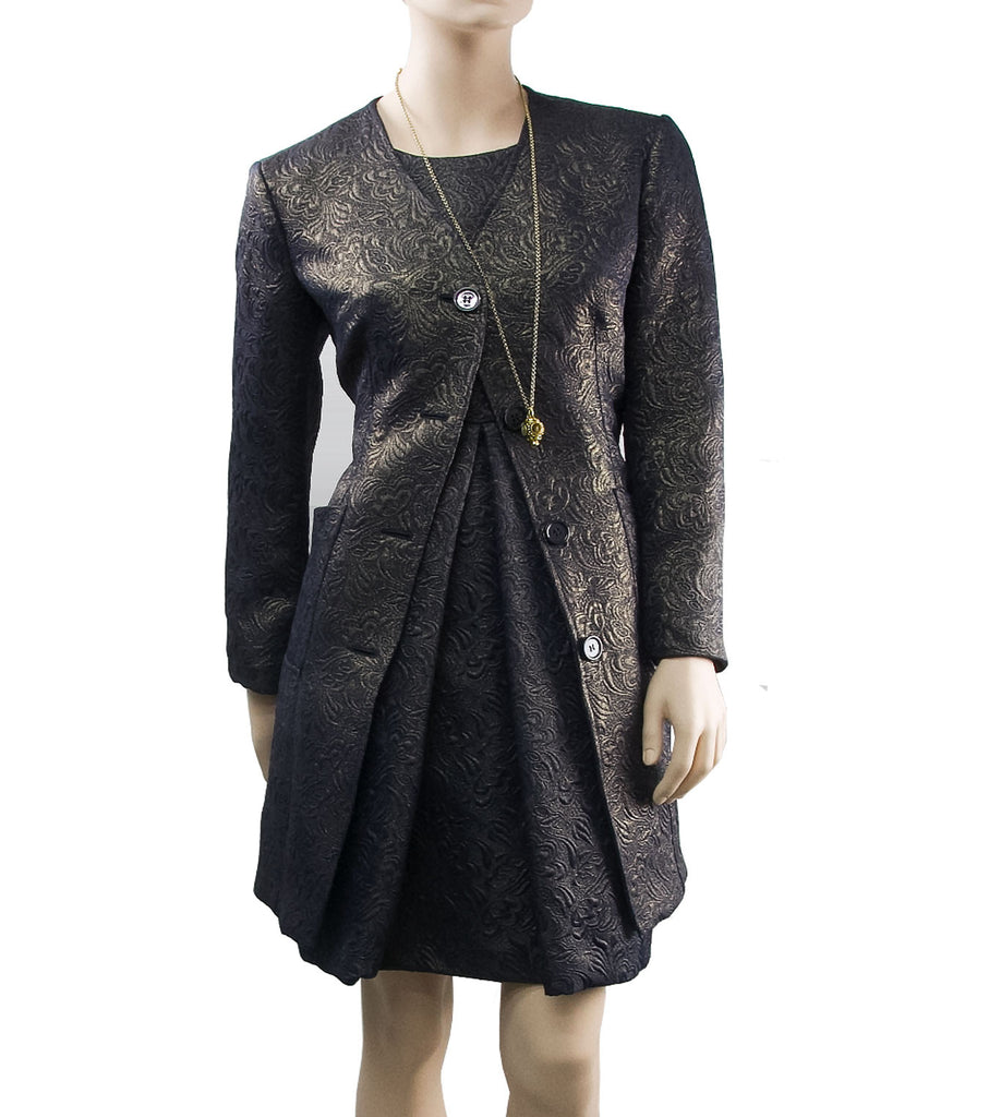 Blue/Gold Jacquard Coat