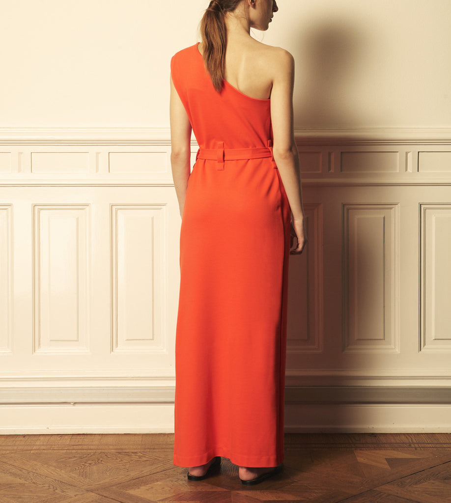Coral One Shoulder Dress
