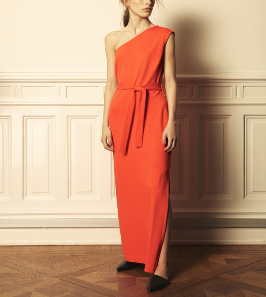 Coral One Shoulder Dress