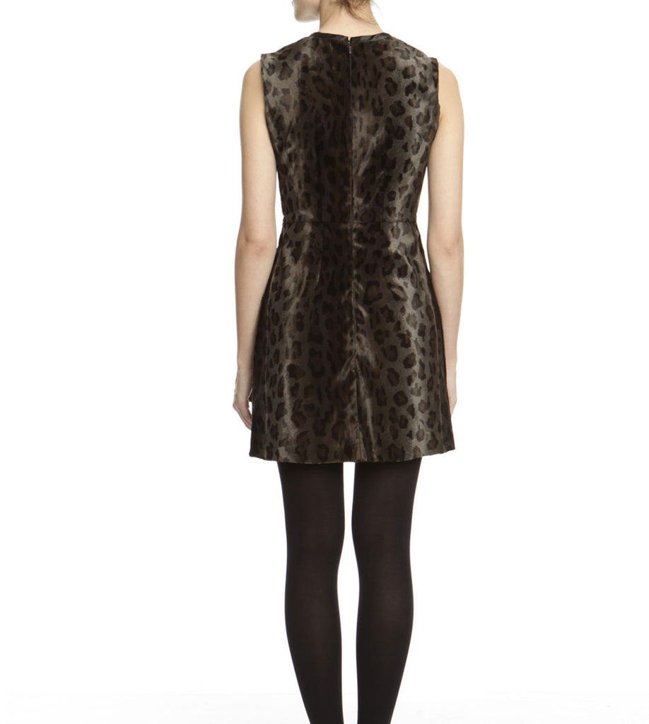 Faux Pony Fur Animal Print Dress