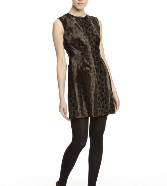 Faux Pony Fur Animal Print Dress