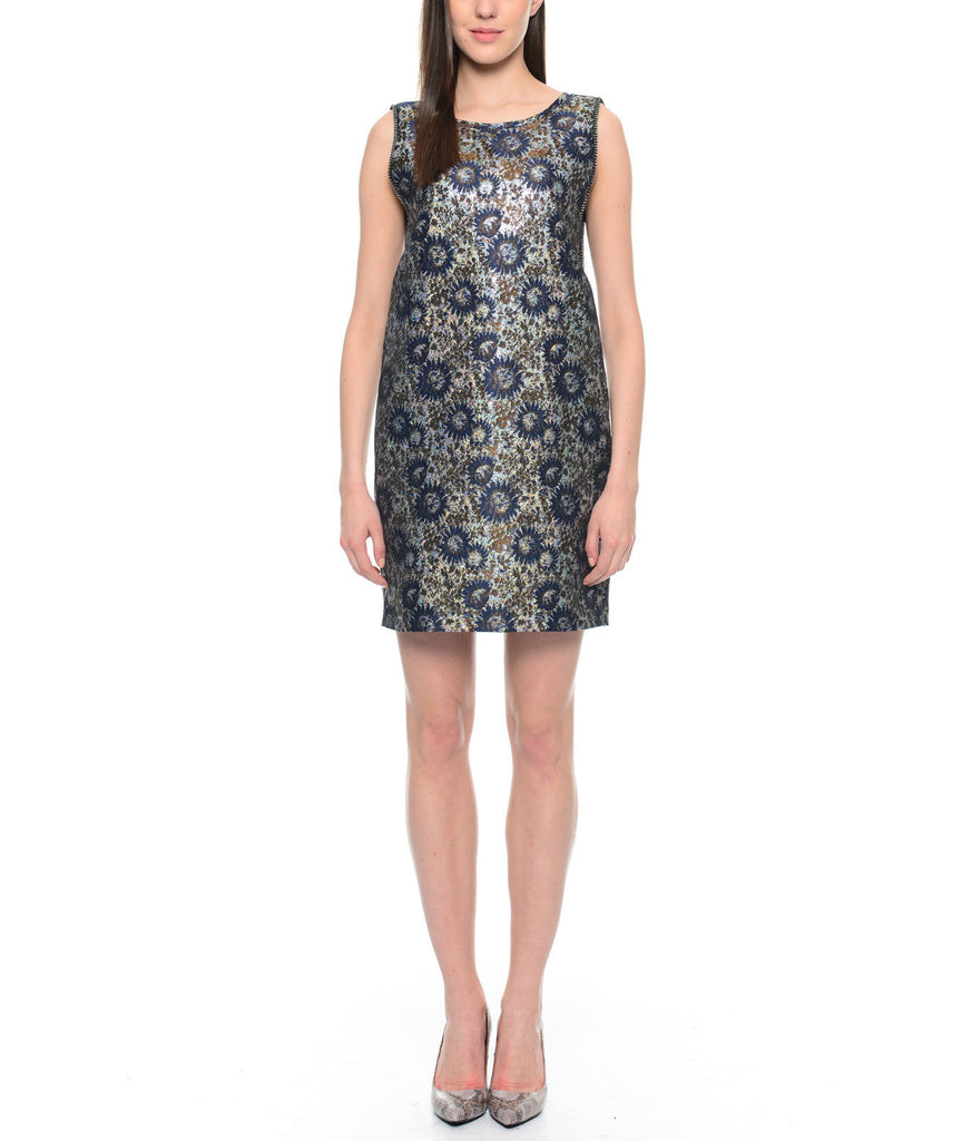 Blue Lurex Jacquard Dress