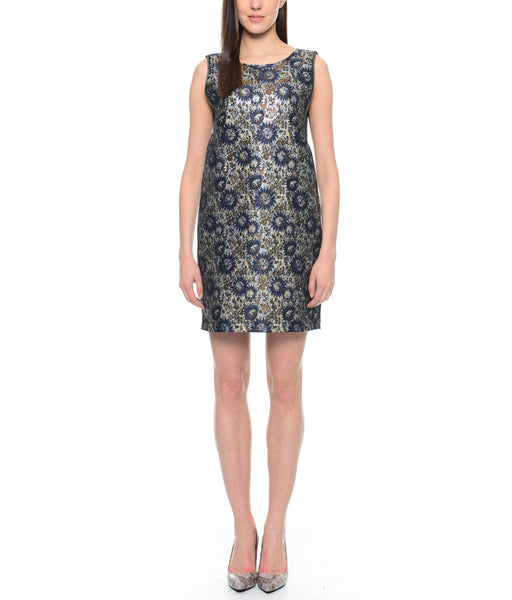 Blue Lurex Jacquard Dress