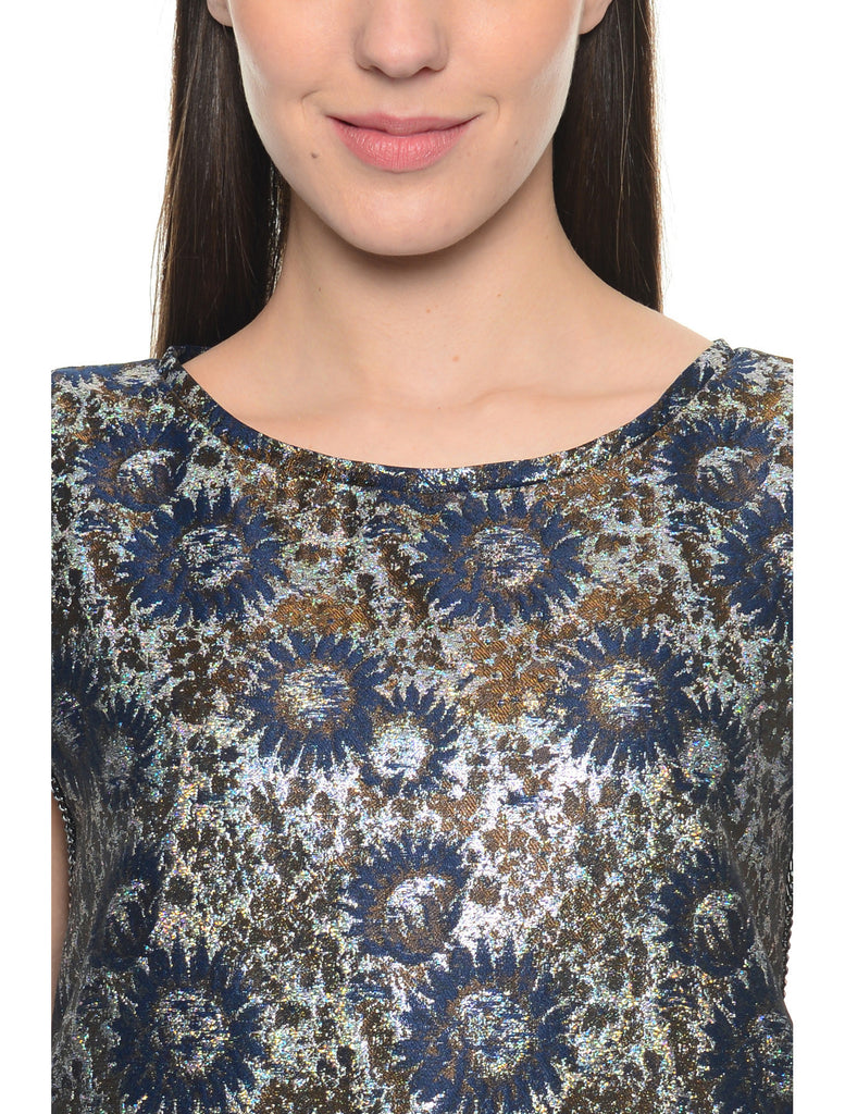 Blue Lurex Jacquard Dress
