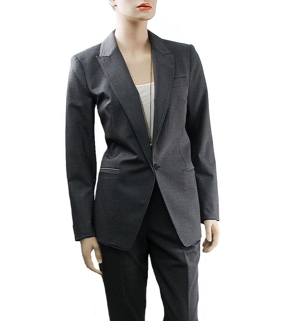 Grey One-Button Blazer