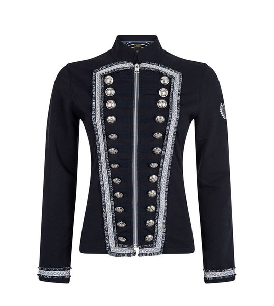 Blue Sweater Blazer with Silver Buttons