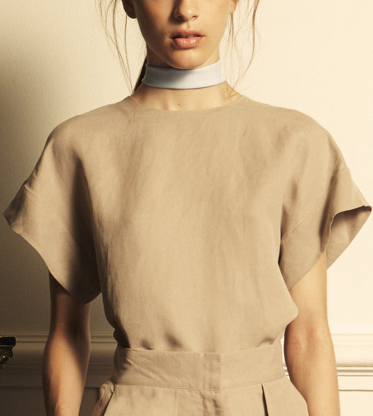 Sand Asymmetric Mira Blouse