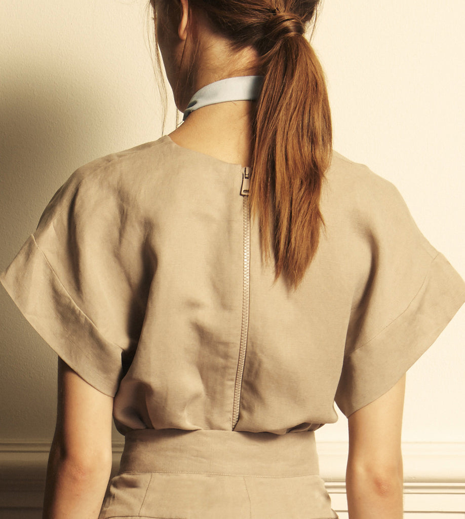 Sand Asymmetric Mira Blouse