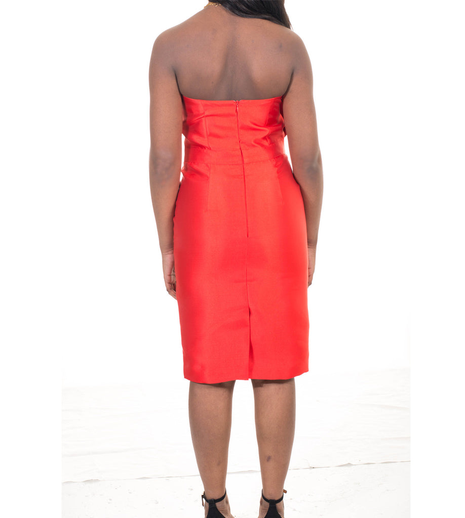 Red Sleeveless Tuxedo Dress