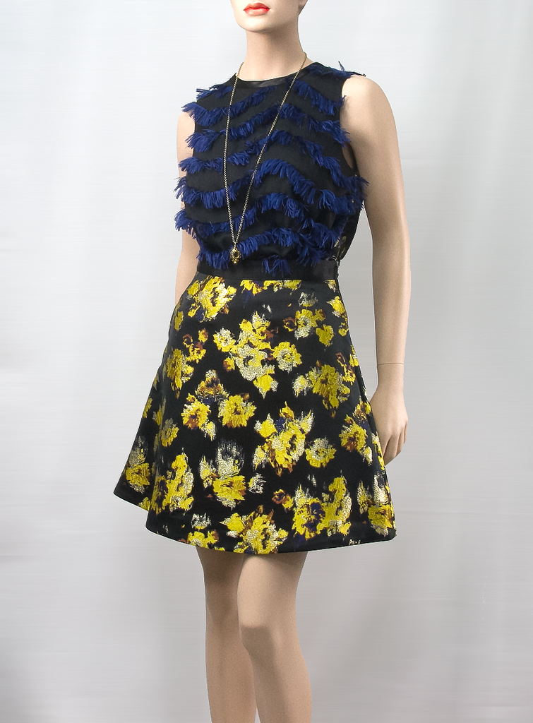 Blue/Yellow A-Line Lamé Top