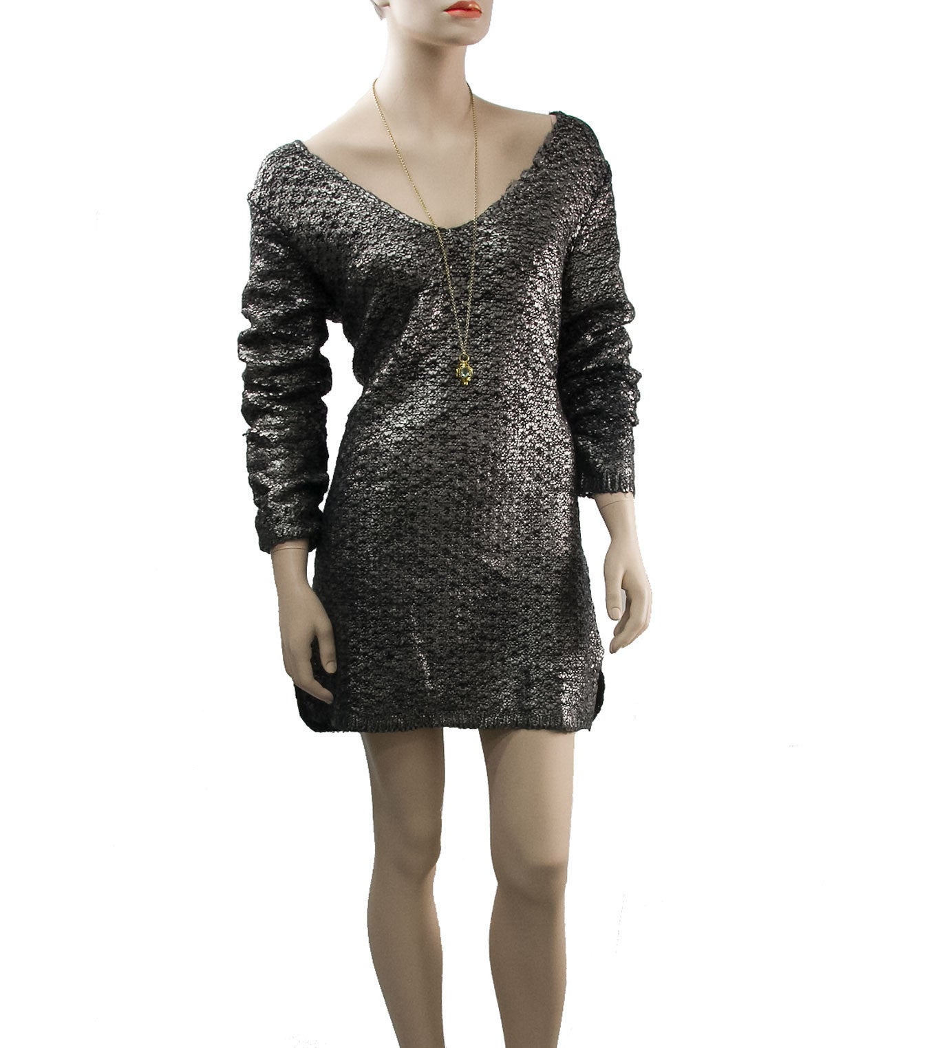 Black/Gold Knit Sweater Dress - CURATORZ Black/Gold Knit Sweater Dress - CURATORZ