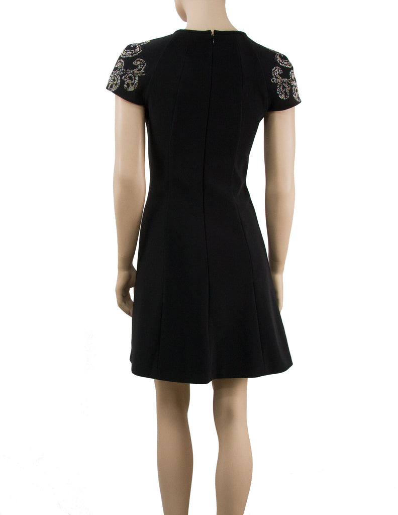 Black Beaded A-Line Dress