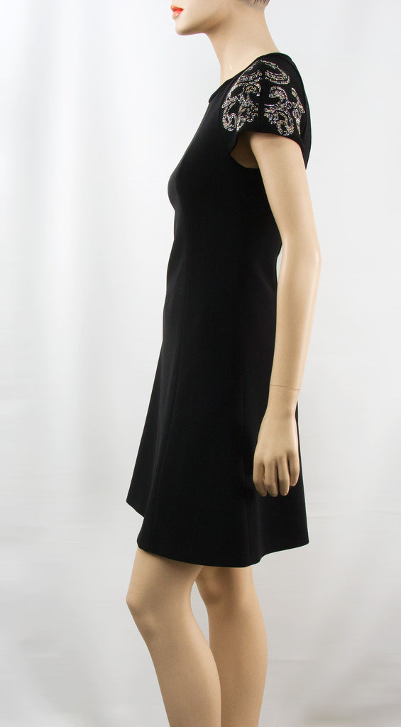 Black Beaded A-Line Dress