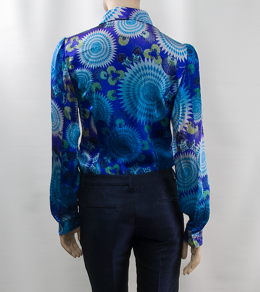 Gradient Blue Silk Shirt