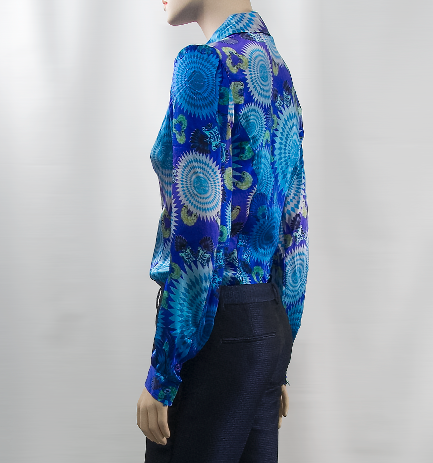 Gradient Blue Silk Shirt