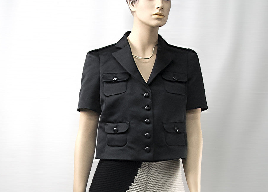 Black Satin Short Sleeve Jacket