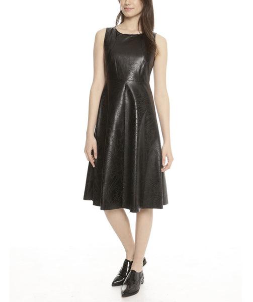 Black Faux Leather/Jersey Dress
